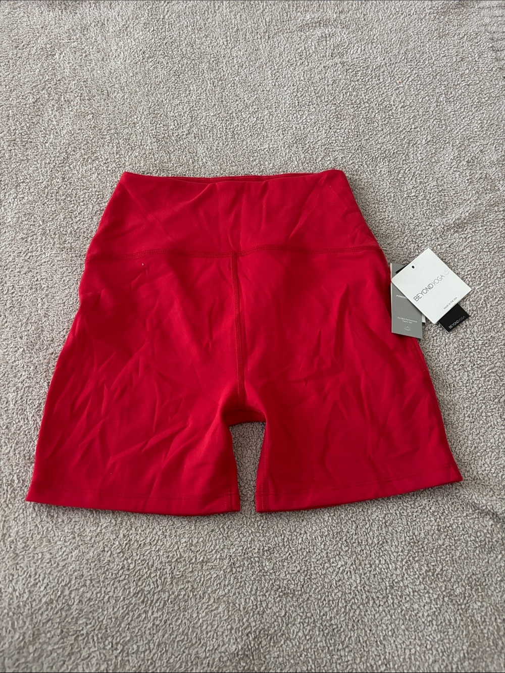 Beyond Yoga Red High-Rise Bike Shorts